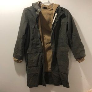 Army green two layer hooded jacket